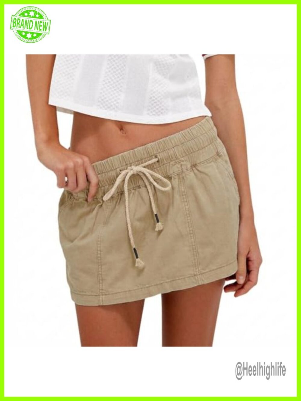Womens Denim Skort Elastic Drawstring Waist Mini Skirt Shorts Y2K